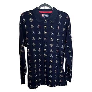 Vintage Chaps Ralph Lauren Polo - Navy “Fish Hooks” Long Sleeve - L